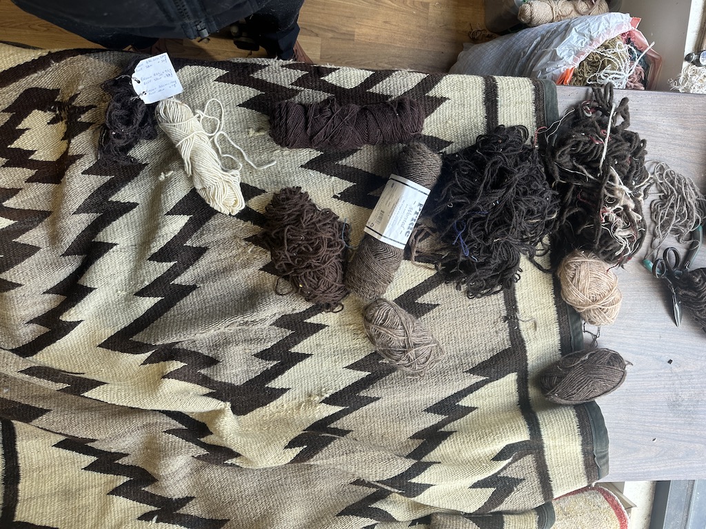 making wool ready for repair antique navajo, navajo repair mill valley